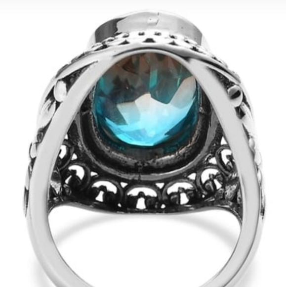 Artisan Crafted Aqua Terra Costa Quartz in Sterling Silver Size 8! NEW! - Picture 8 of 12